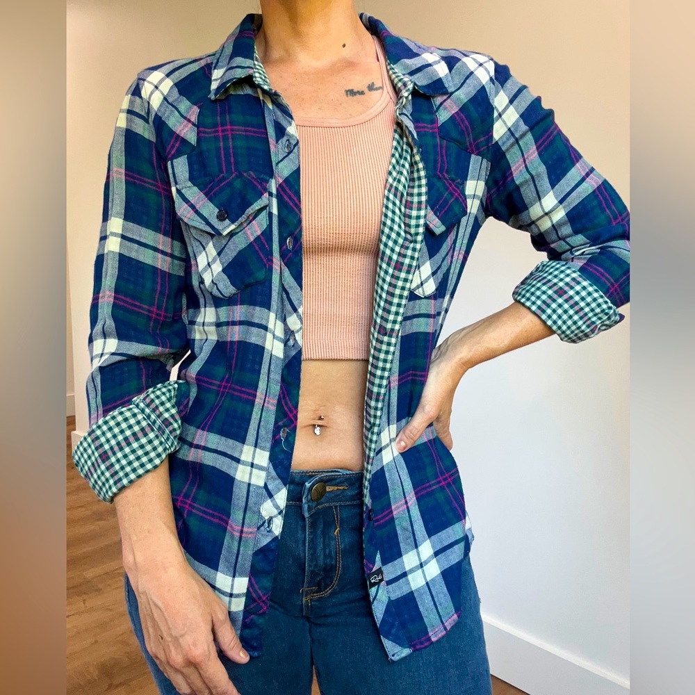 Rails Fully Lines Button Down Plaid Check Long Sleeve Shirt - Size Small